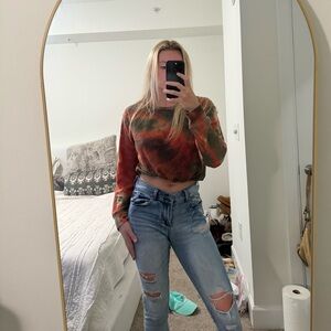Multi color long sleeve cropped top